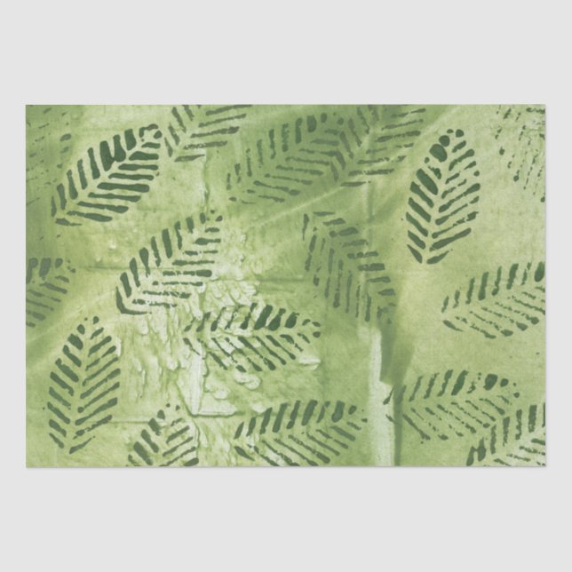 Abstract green leaves tissue paper (Front)