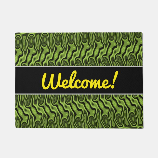 Abstract Green Liquid-Like Splotch Pattern Doormat (Front)