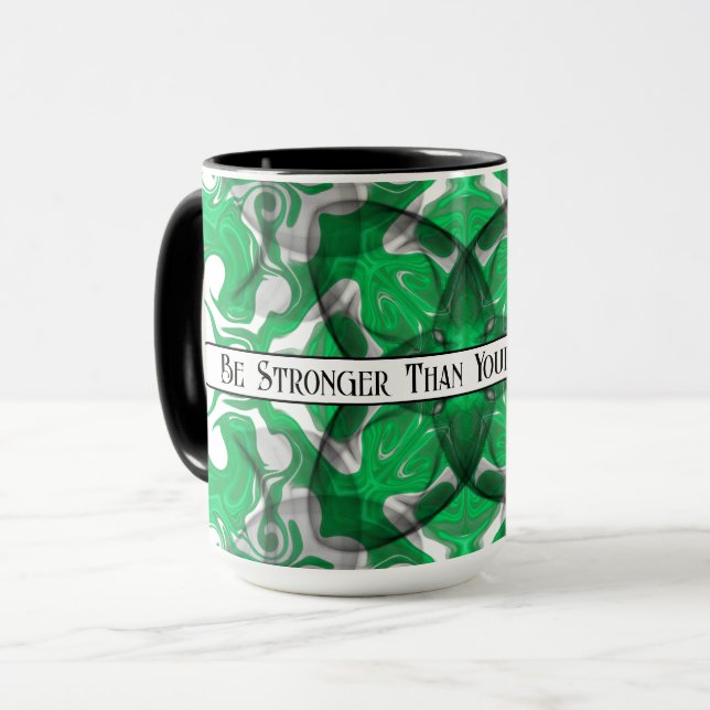 Abstract green mandala psychedelic butterfly  mug (Front Left)