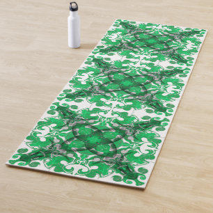 Abstract green mandala psychedelic butterfly swirl yoga mat