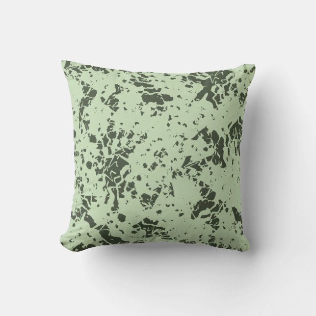 Abstract Green Marble with Splashes of Paint Throw Pillow (Front)