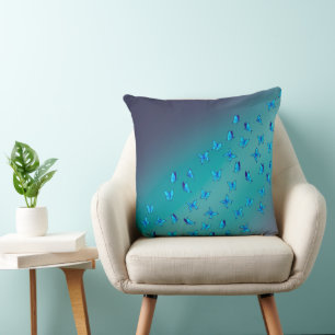Abstract Green Moonbeams and Butterflies  Throw Pillow