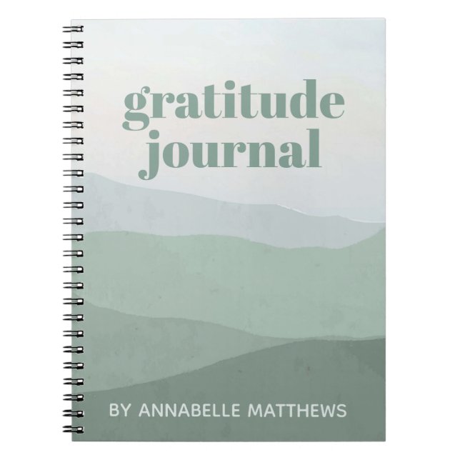 Abstract Green Mountain Watercolor Gratitude Notebook (Front)