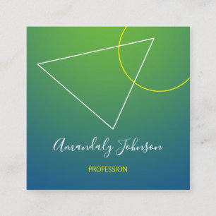 Abstract Green OMBRÉ Geometry Square Blue Business Card