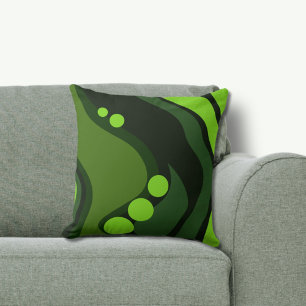 Abstract Green Organic Flowing Shapes Throw Pillow