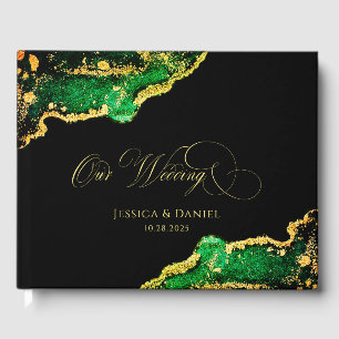 Abstract Green Our Wedding Guest Book 