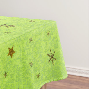 Abstract green paper with gold stars, moon tablecloth
