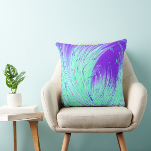 Abstract Green Purple Enchanted Garden Throw Pillow