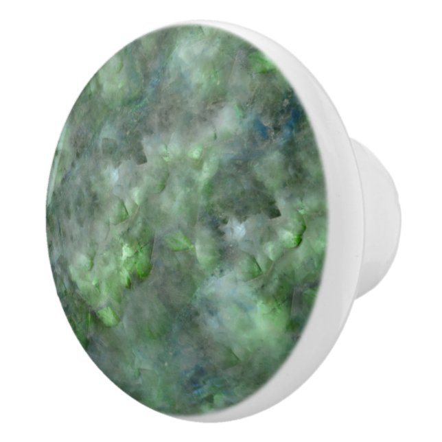 Abstract green quartz, marble granite pattern      ceramic knob (Right)