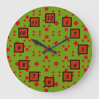 Abstract Green Red Pattern with Bits and Squares