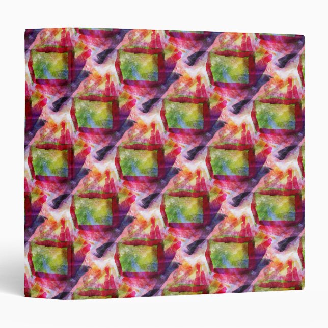 Abstract green, red wallpaper binder (Front/Spine)