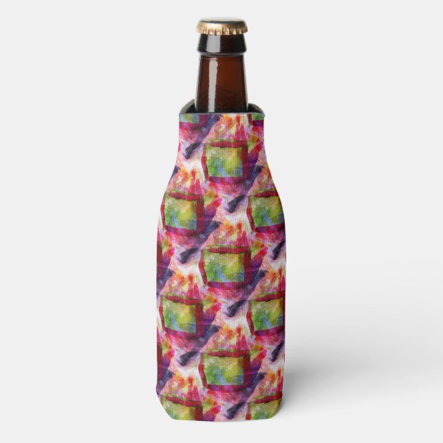 Abstract green, red wallpaper bottle cooler (Bottle Front)