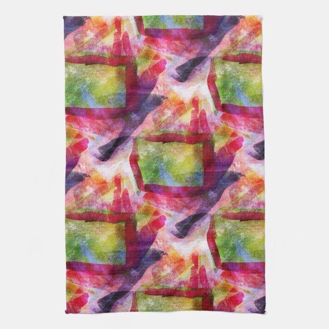 Abstract green, red wallpaper kitchen towel (Vertical)