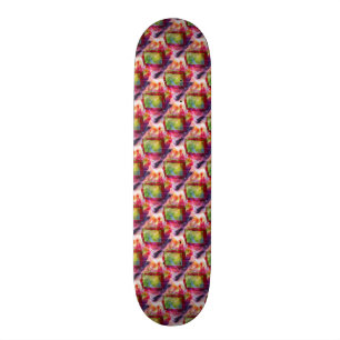 Abstract green, red wallpaper skateboard