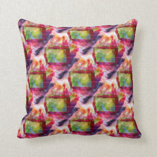 Abstract green, red wallpaper throw pillow