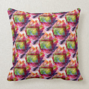 Abstract green, red wallpaper throw pillow
