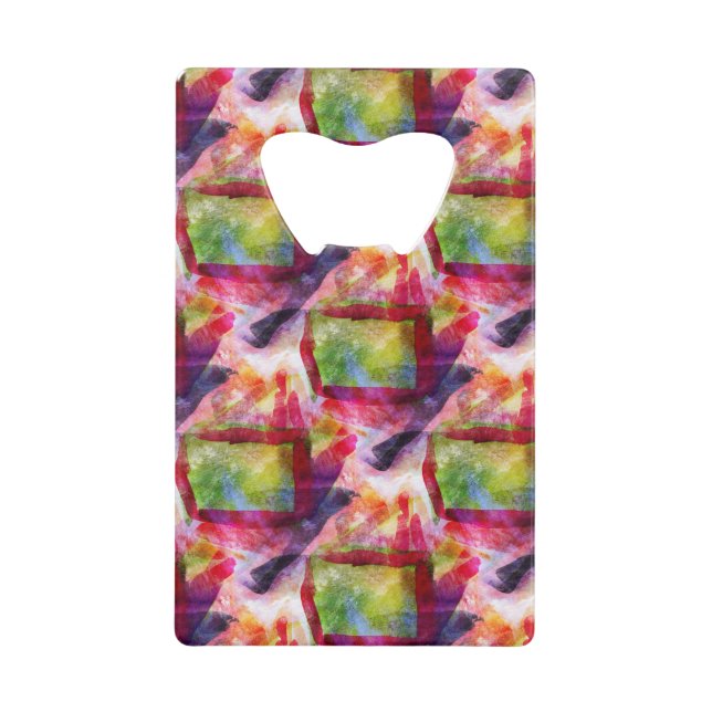 Abstract green, red wallpaper wallet bottle opener (Front)