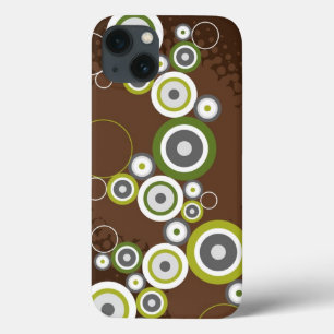 Abstract Green Retro Circles Mod Rings Phone Case