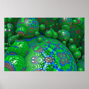 Abstract Green Spheres Balls Artwork Wall Poster