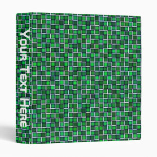 Abstract Green Squares Pattern Binder