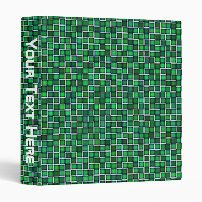 Abstract Green Squares Pattern Binder (Front/Spine)