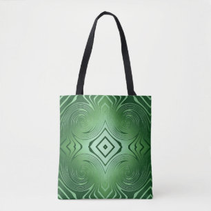 abstract green swirl pattern tote bag