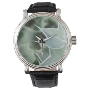Abstract Green Thorn Plant Photo Design Watch
