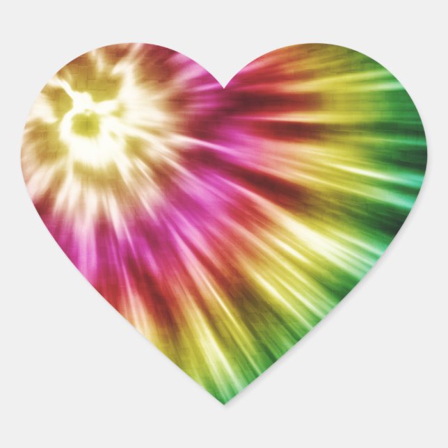 Abstract Green Tie Dye Heart Sticker (Front)