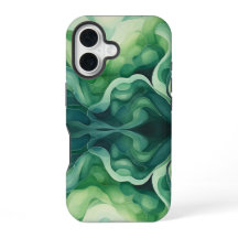 Abstract Green Waves Apple iPhone 16 Tough Case