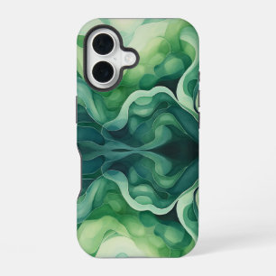 Abstract Green Waves Apple iPhone 16 Tough Case