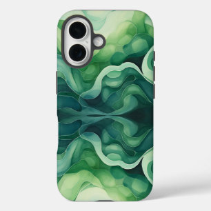Abstract Green Waves Apple iPhone 16 Tough Case