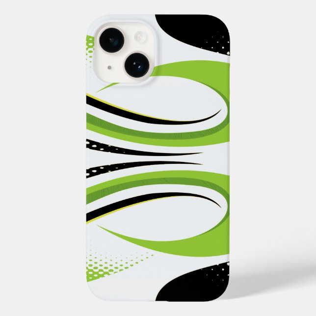 Abstract Green White and Black Curve Case-Mate iPhone Case (Back)