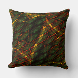 Abstract green with fire colour throw pillow