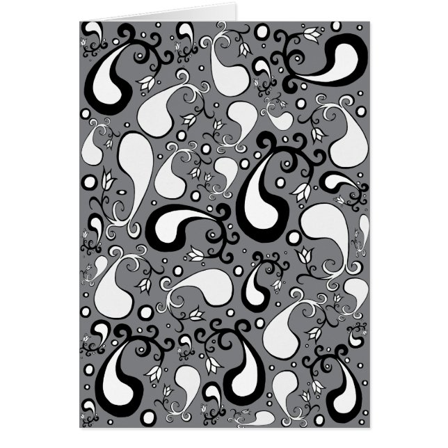 Abstract grey and white Tulip Paisley pattern (Front)
