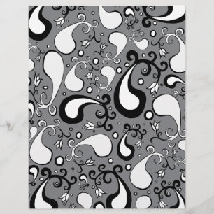 Abstract grey and white Tulip Paisley pattern