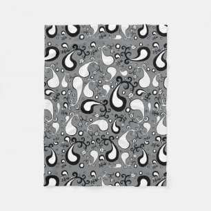Abstract grey and white Tulip Paisley pattern Fleece Blanket