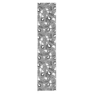 Abstract grey and white Tulip Paisley pattern Short Table Runner