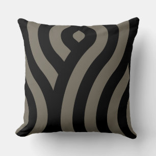 Abstract Grey Black Wave Stripes Pattern Throw Pillow
