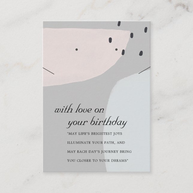 ABSTRACT GREY BLUE BIRTHDAY NECKLACE EARRING CARD (Front)