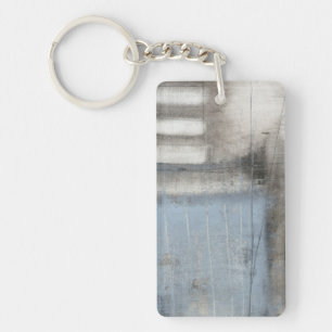 Abstract Grey & Blue Painting Keychain