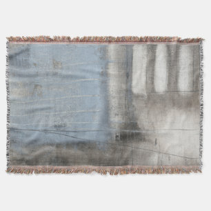 Abstract Grey & Blue Painting Throw Blanket