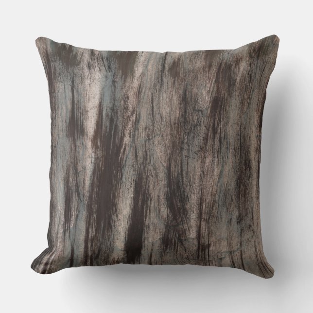 Abstract grey brown art throw pillow (Front)
