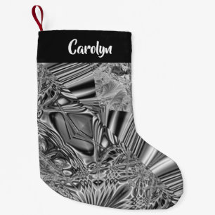 Abstract grey crystal pattern small christmas stocking