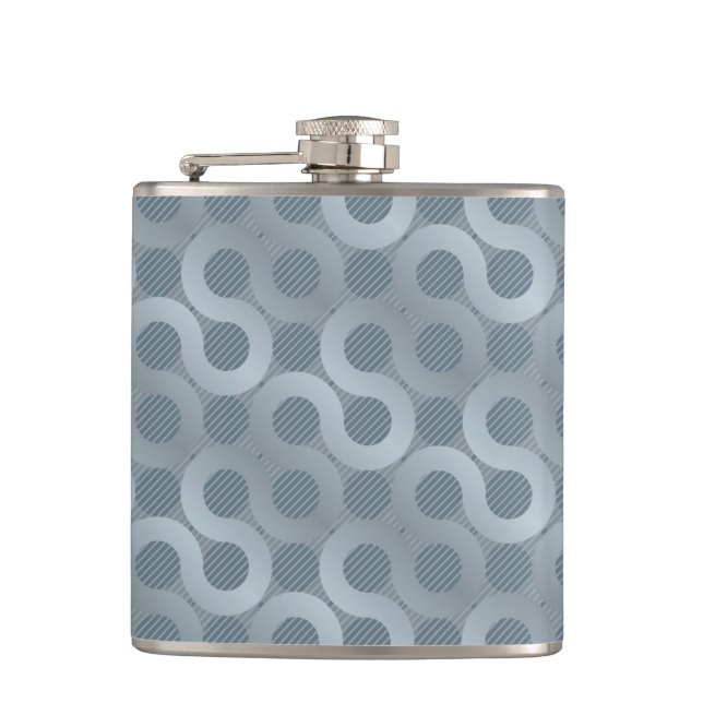 Abstract grey flow background hip flask (Front)