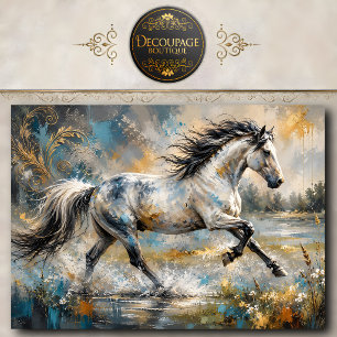 Abstract Grey Horse Painting Tissue Paper