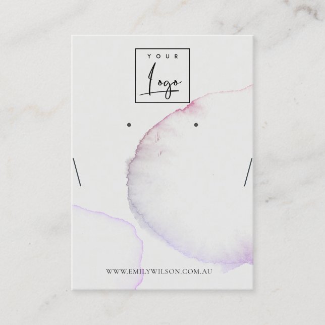 Abstract Grey Pink Purple Earring Necklace Display Business Card (Front)