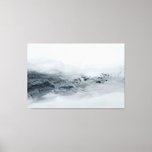 Abstract Grey Silver Landscape Modern Minimalist Canvas Print