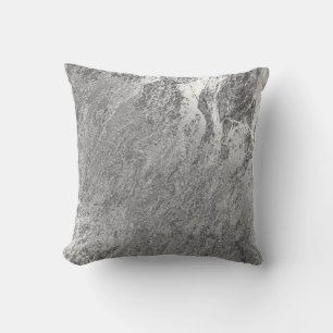 Abstract Grey Silver Monochrom VIP Marble Pastel Throw Pillow