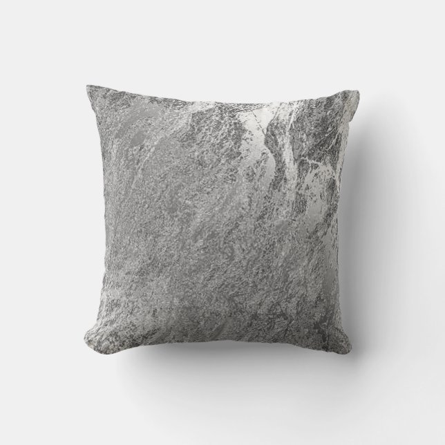 Abstract Grey Silver Monochrom VIP Marble Pastel Throw Pillow (Front)