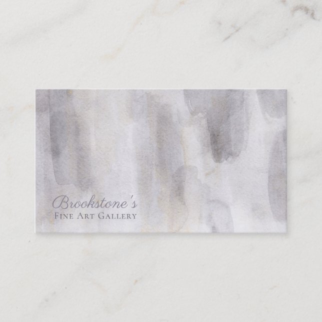 Abstract Grey & Tan Watercolor Business Card (Front)